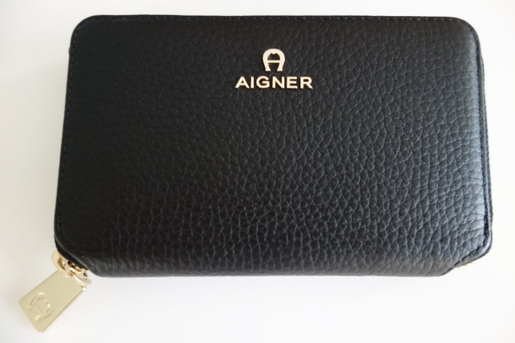 Portefeuille cuir noir "AIGNER", Verzenden, Zo goed als nieuw, Zwart, Leder