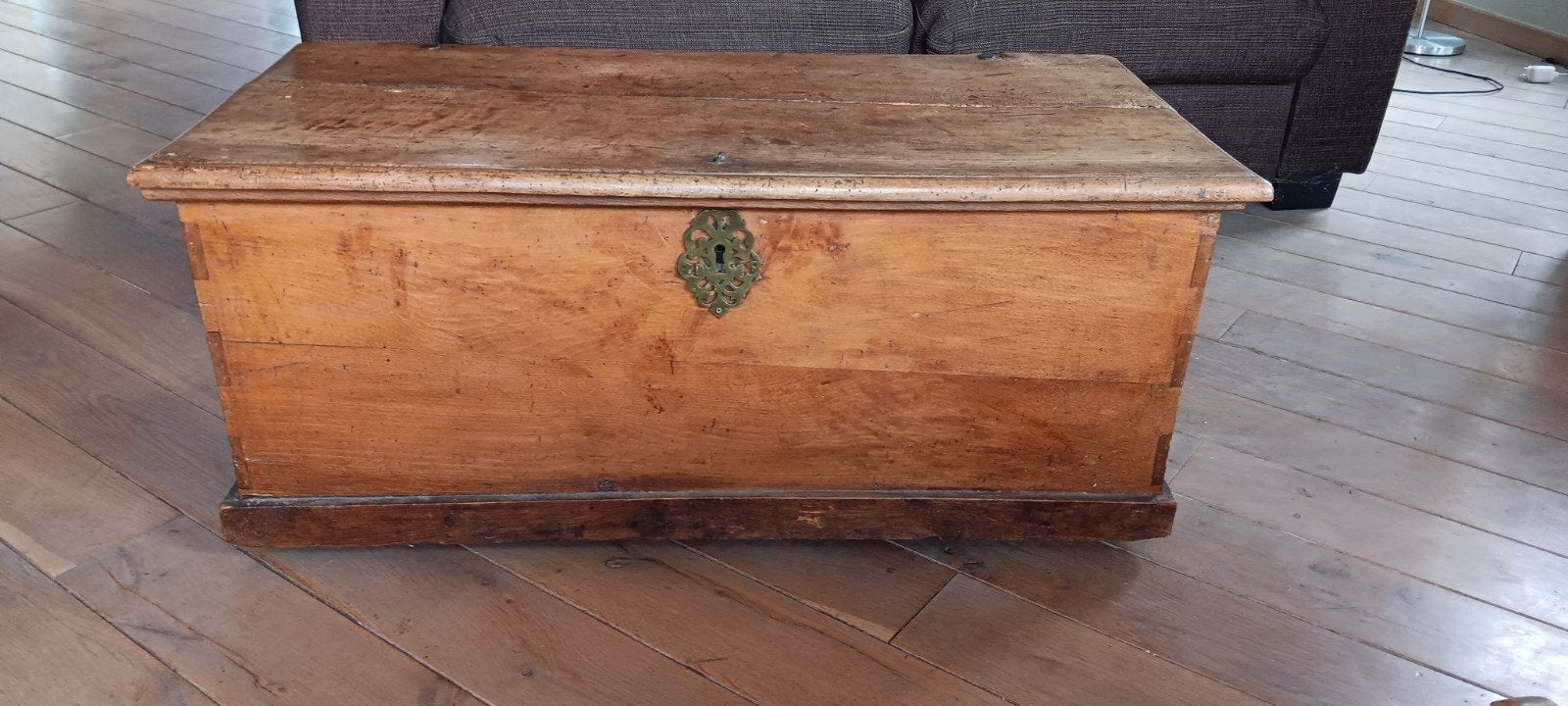 Coffre ancien en chêne, 50 à 100 cm, Enlèvement, Utilisé, Chêne