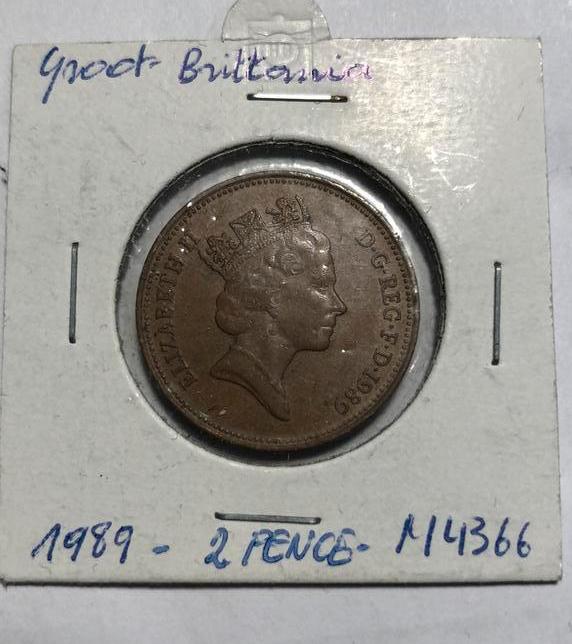 Gr.Br. 2 pence, 1989 Queen Elizabeth2, très bien, Envoi
