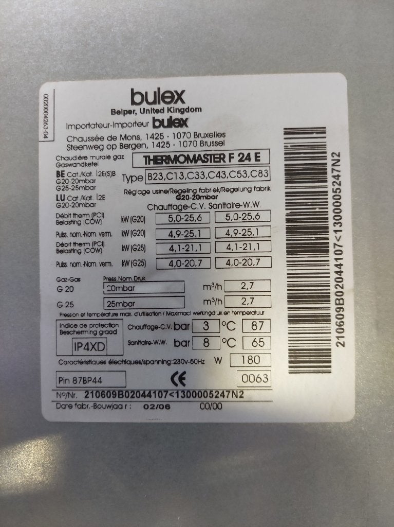 BULEX ThermoMaster 3 heures, F24E, Plus de 10 ans, Boiler, Enlèvement, Utilisé