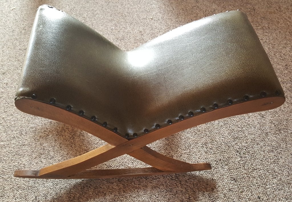 Repose-pieds à bascule vert olive | Années 50, Enlèvement ou Envoi, Bois, Mid-century modern / Retro / Vintage / 50 60 70 / Boho