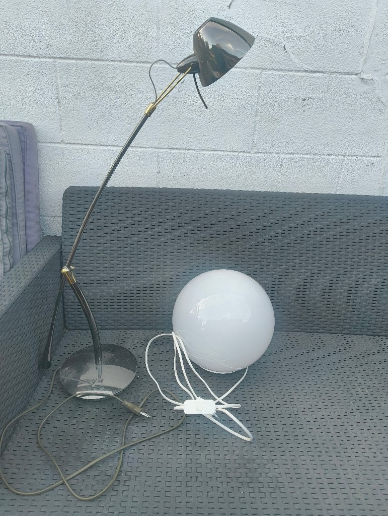 2 lampes d'ambiance design : Vintage Massive et IKEA Fado, Verre, Lampe de bureau, Comme neuf, IKEA