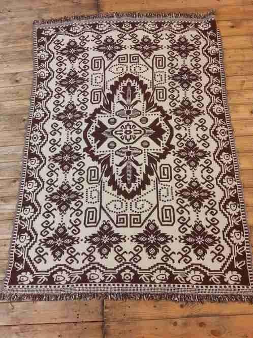 Soepel wollen kleed bruin beige abstract 160/118 cm, Ophalen of Verzenden, Gebruikt, Beige, Overige stijlen