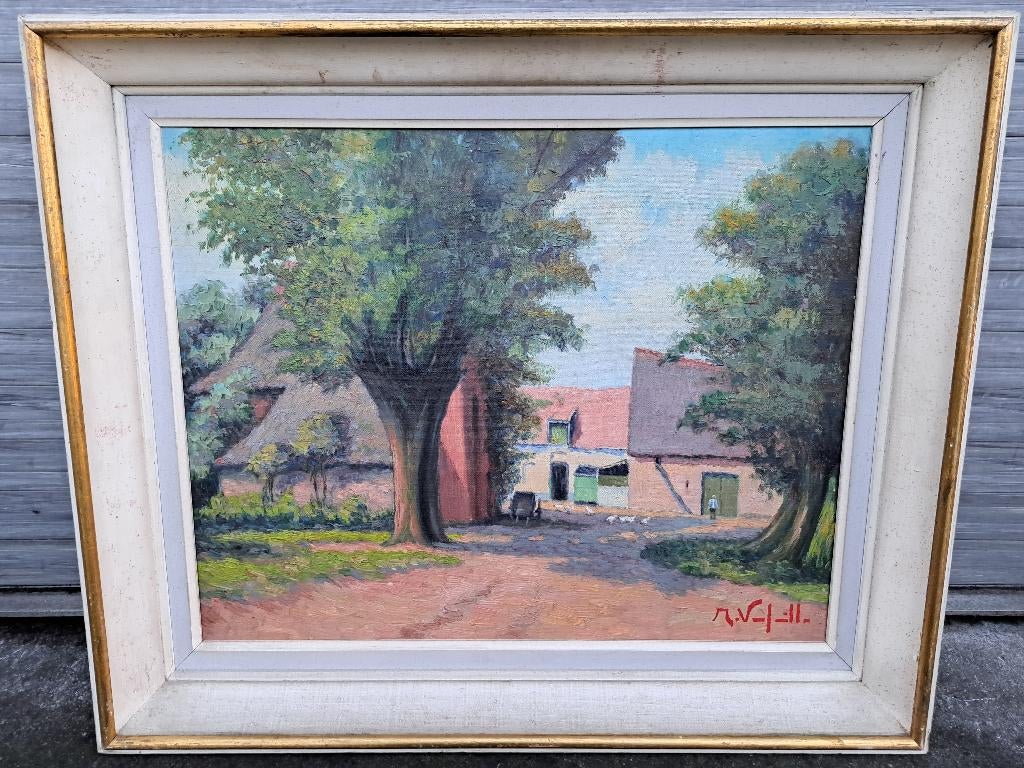 huile sur toile maison signe michel verfaille, Enlèvement ou Envoi