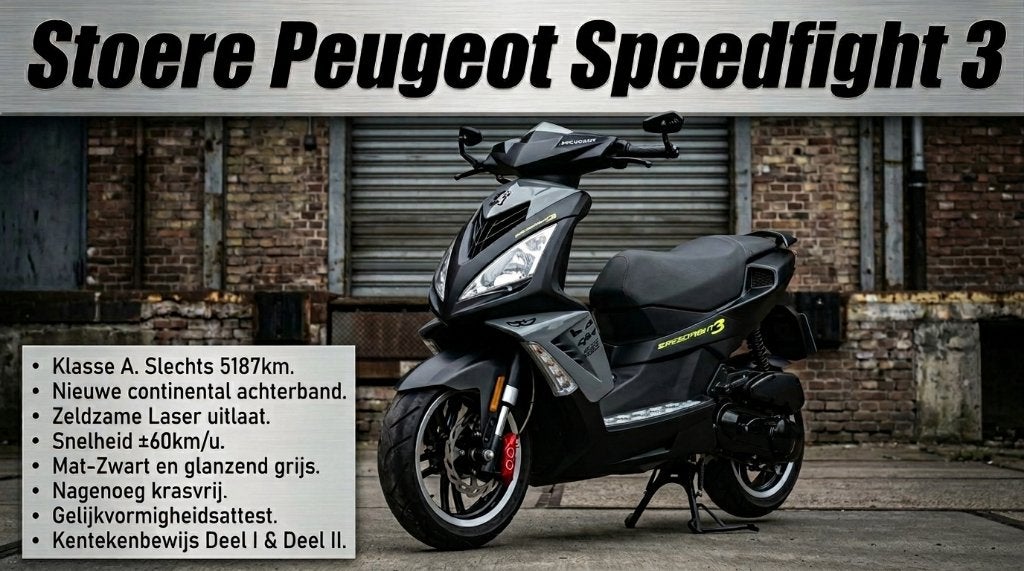 🛵 Stoere Peugeot Speedfight 3 A-klasse. Slechts 5187 km. 🛵, Enlèvement ou Envoi, 49 cm³, Comme neuf, Speedfight