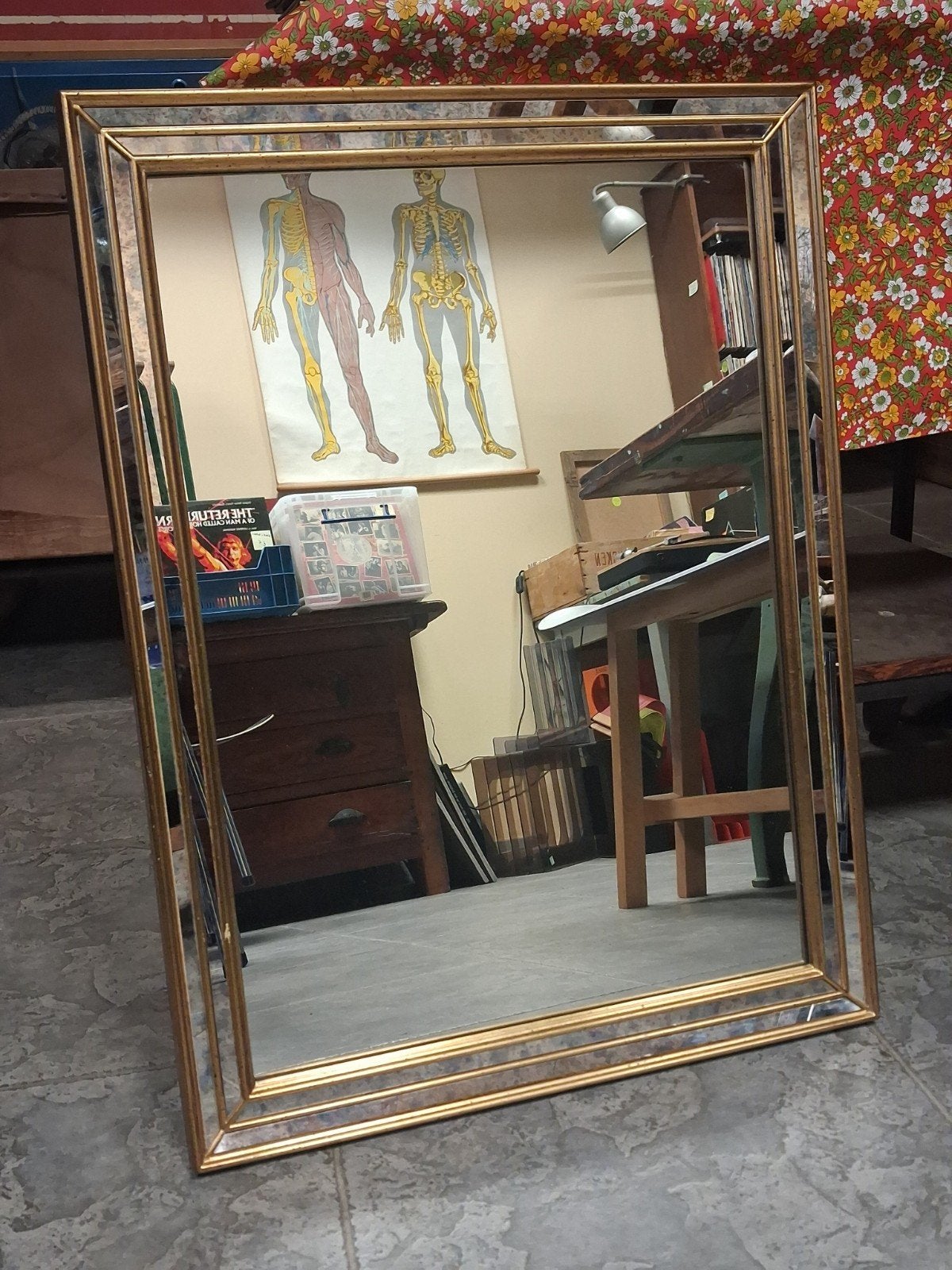 Grand miroir design vintage Deknudt (Hollywood Regency), Antiquités & Art, Enlèvement ou Envoi