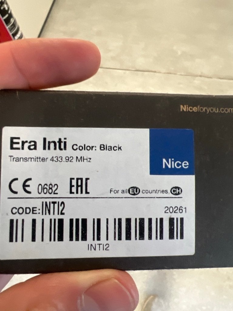 Télécommande Nice Era Inti2 433,92 Mhz, Bricolage & Construction, Enlèvement ou Envoi, Neuf