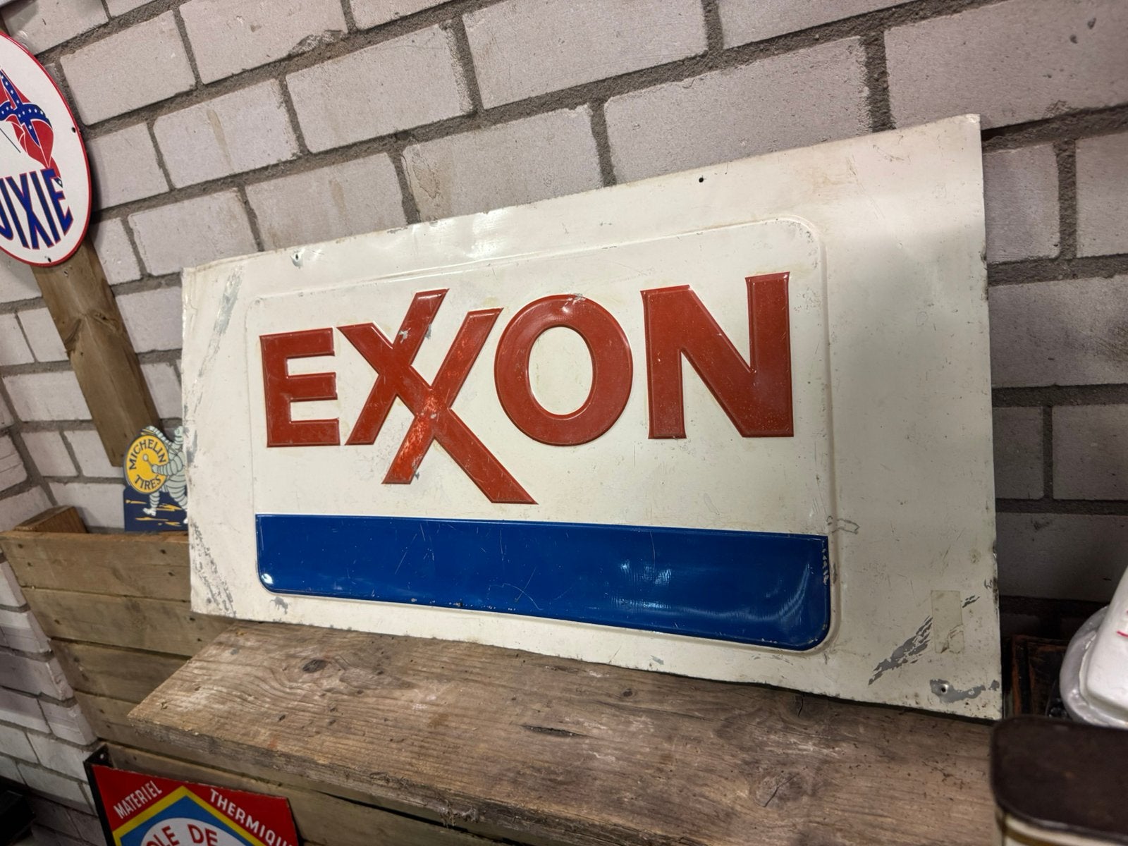 EXXON / Esso oud reclamebord, Verzamelen, Ophalen of Verzenden, Gebruikt, Reclamebord
