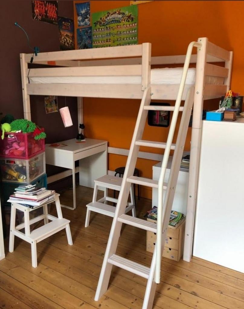 Lit mezzanine FLEXA CLASSIC blanchi, Ophalen of Verzenden, Gebruikt, Hoogslaper