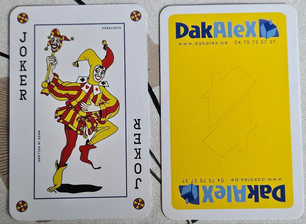 Joker DakAlex Waasmünster
Cette image montre, Enlèvement ou Envoi, Comme neuf, Carte(s) à jouer