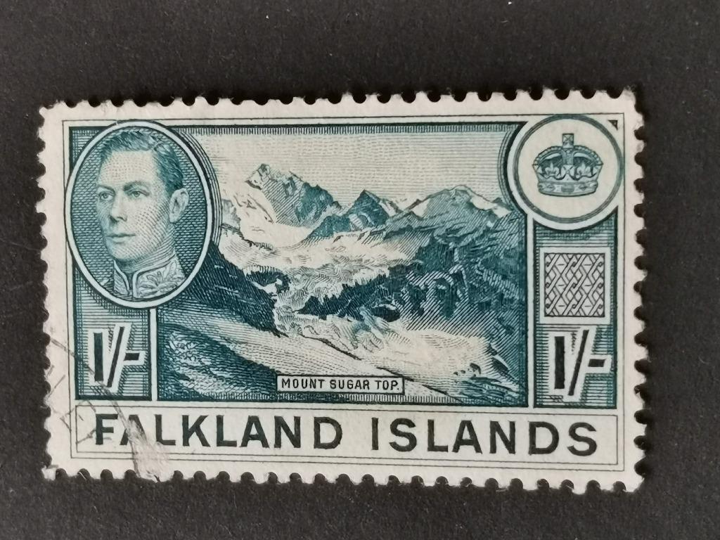 Falkland Islands 1938 - Koning George VI, bergen Mount Sugar, Ophalen of Verzenden, Gestempeld, Zuid-Amerika