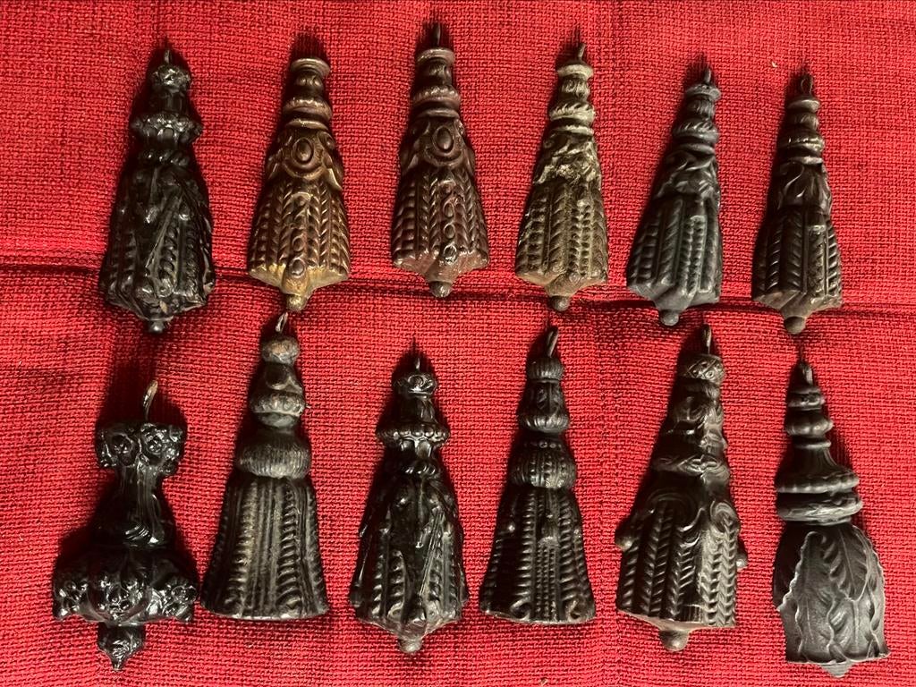 Antiek gietijzer fond gewichten gordijnen - einde collectie, Ophalen