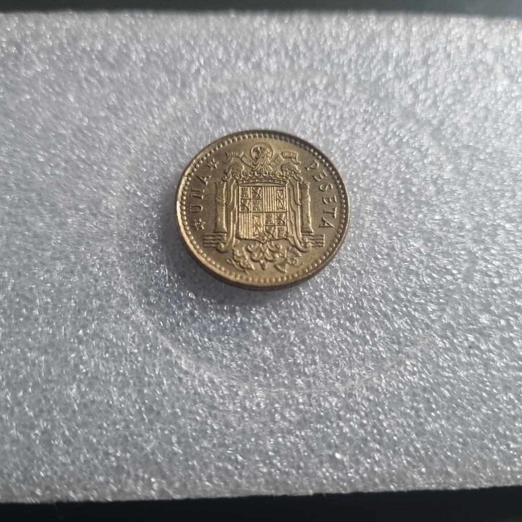 Pièce de monnaie una peseta Espagne, Enlèvement ou Envoi, Espagne, Autres valeurs, Monnaie en vrac