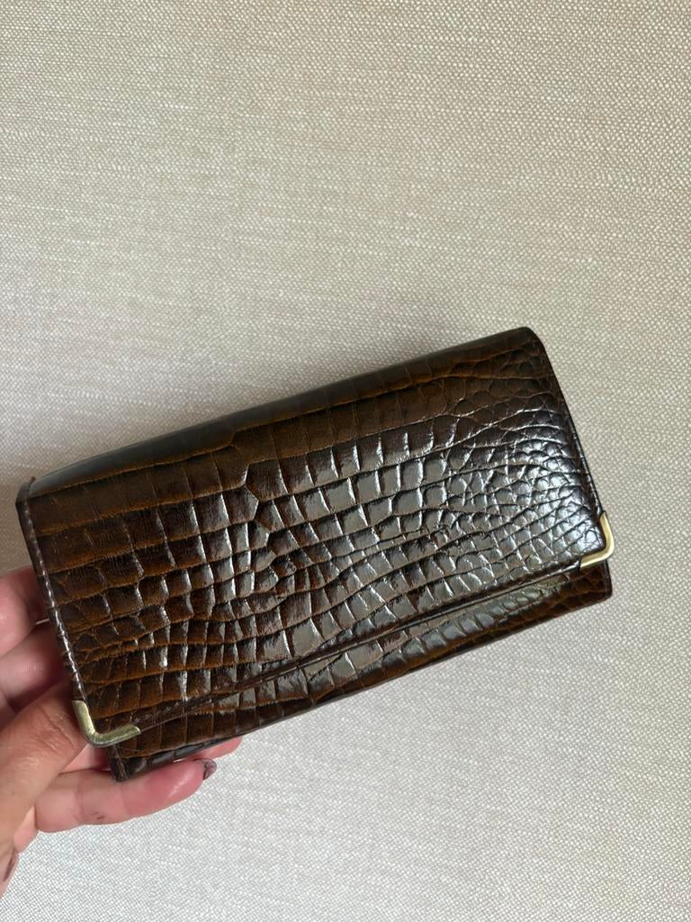 Vintage portemonnee croco, Handtassen en Accessoires, Portemonnees, Zo goed als nieuw, Ophalen of Verzenden