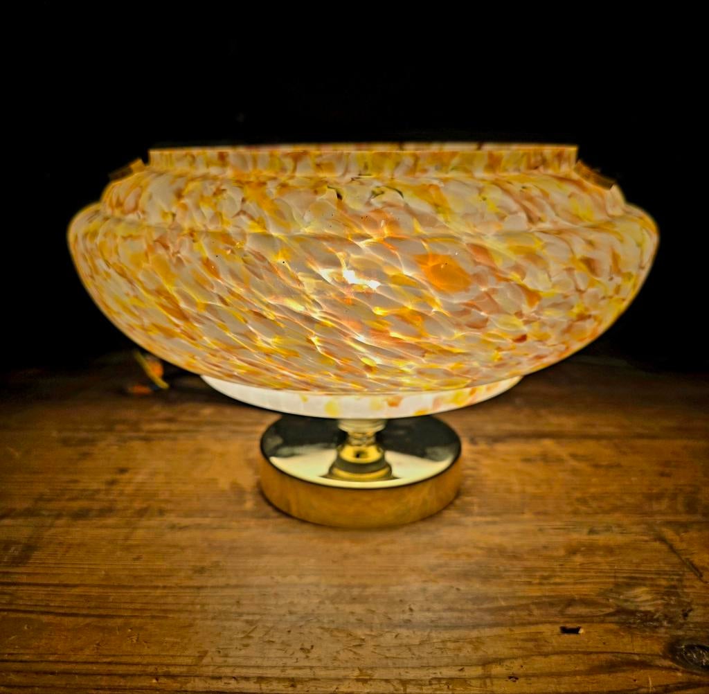 Plafonnier vintage en verre opalin marbré - applique murale., Antiquités & Art, Enlèvement ou Envoi