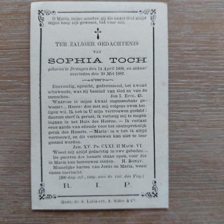 Doodsprentje Drongen 1882, Ophalen of Verzenden