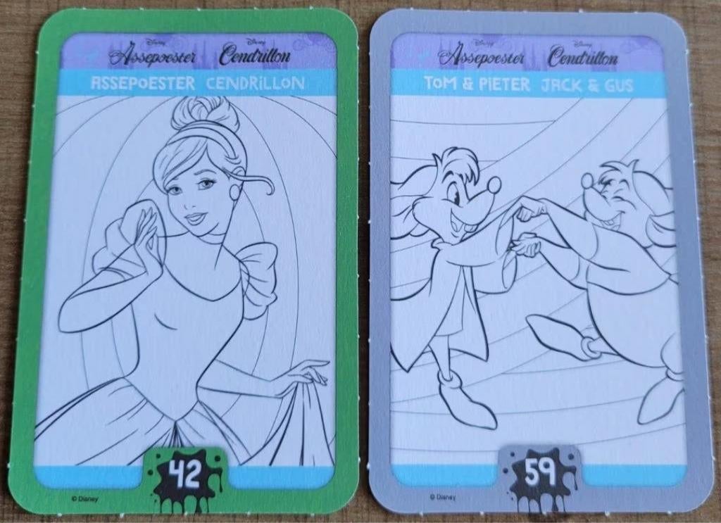 Assepoester: 2 verzamelkaarten Disney Colour Magic, Verzamelen, Ophalen of Verzenden, Assepoester of Belle, Zo goed als nieuw