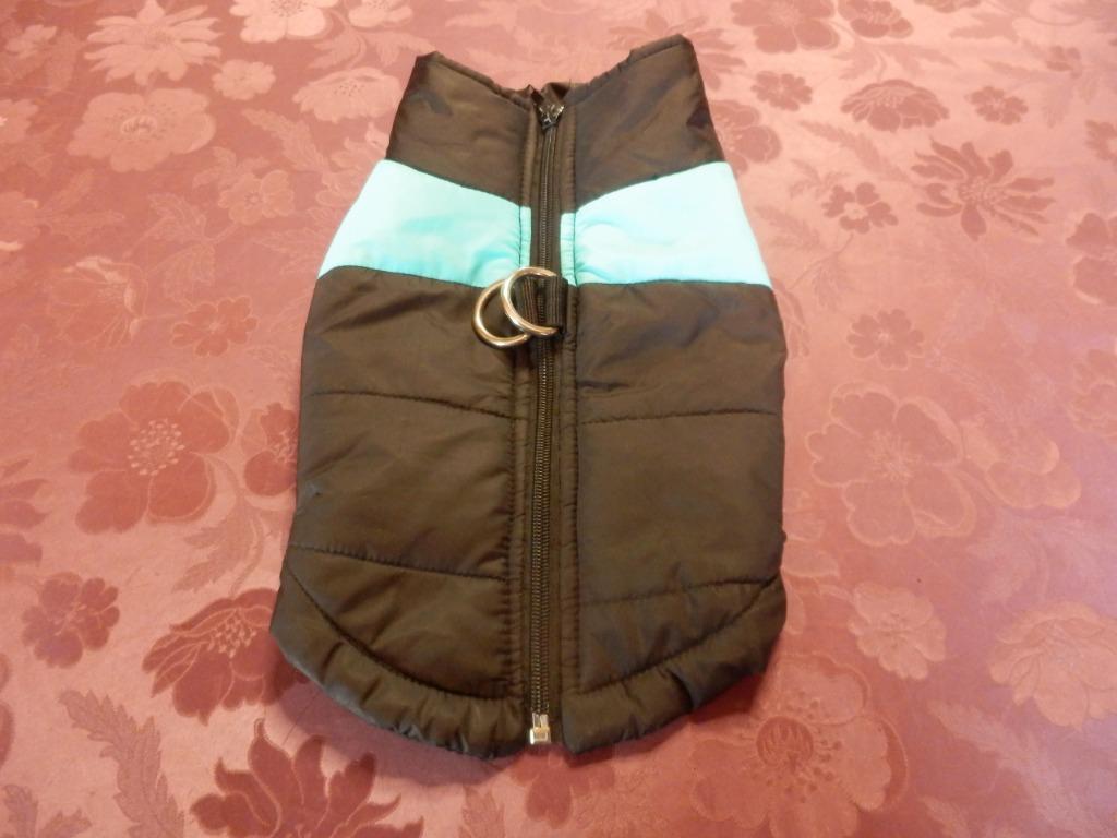 (5)- manteau petit chien t.XS noir et bleu, Ophalen of Verzenden, Zo goed als nieuw, Hondenjas