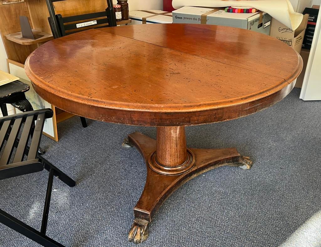 Table ronde Empire / Restauration en acajou – XIXe siècle, Antiquités & Art, Antiquités | Meubles | Tables, Enlèvement