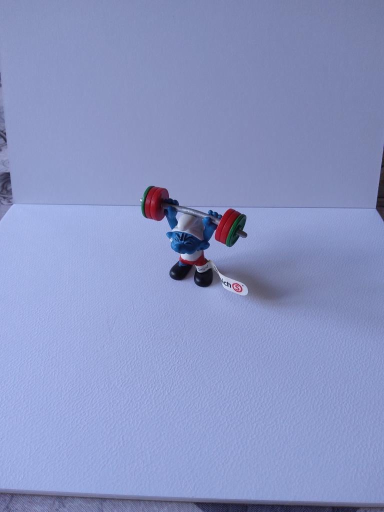 Schtroumpf serie Olympique Haltérophilie, Enlèvement ou Envoi, Comme neuf, Poupée, Figurine ou Peluche