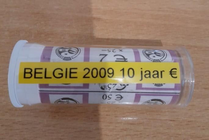 Belgie 2009 rol 25 munten 2 euro '10 jaar EMU', Postzegels en Munten, Ophalen of Verzenden, België, 2 euro, Setje