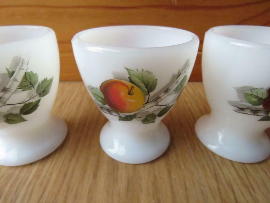 vintage arcopal 4 coquetiers motifs Fruits de France, Huis en Inrichting, Ophalen of Verzenden, Zo goed als nieuw, Kom(men)