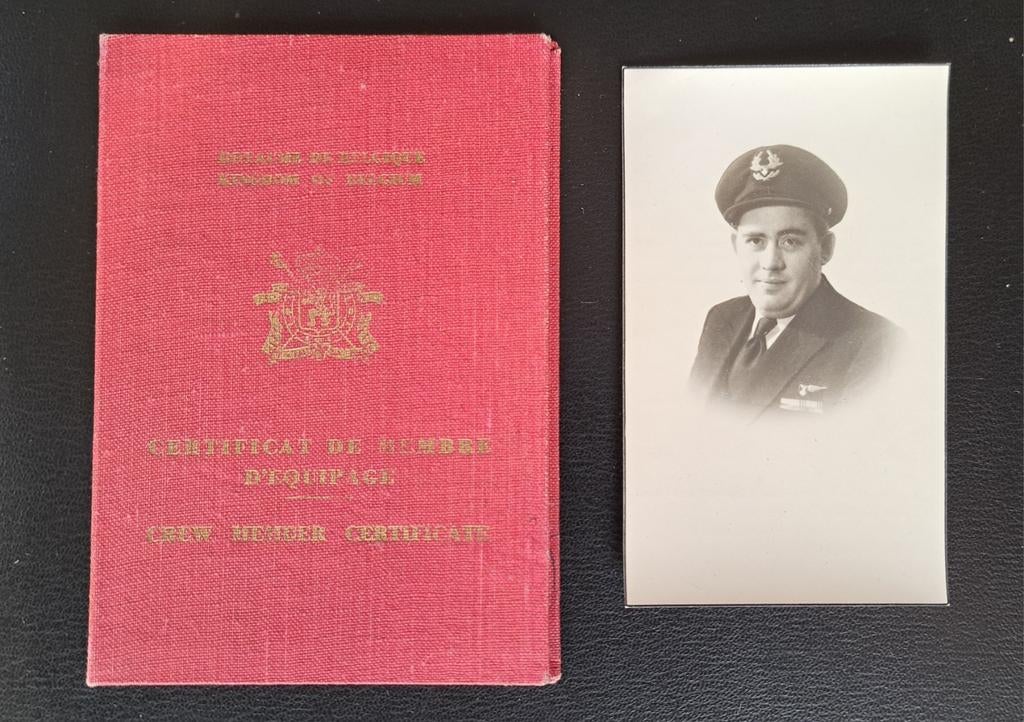 Certificat membre équipage SABENA 1954 + Fair-part VG 40-45, Collections, Souvenirs Sabena, Enlèvement ou Envoi, Comme neuf