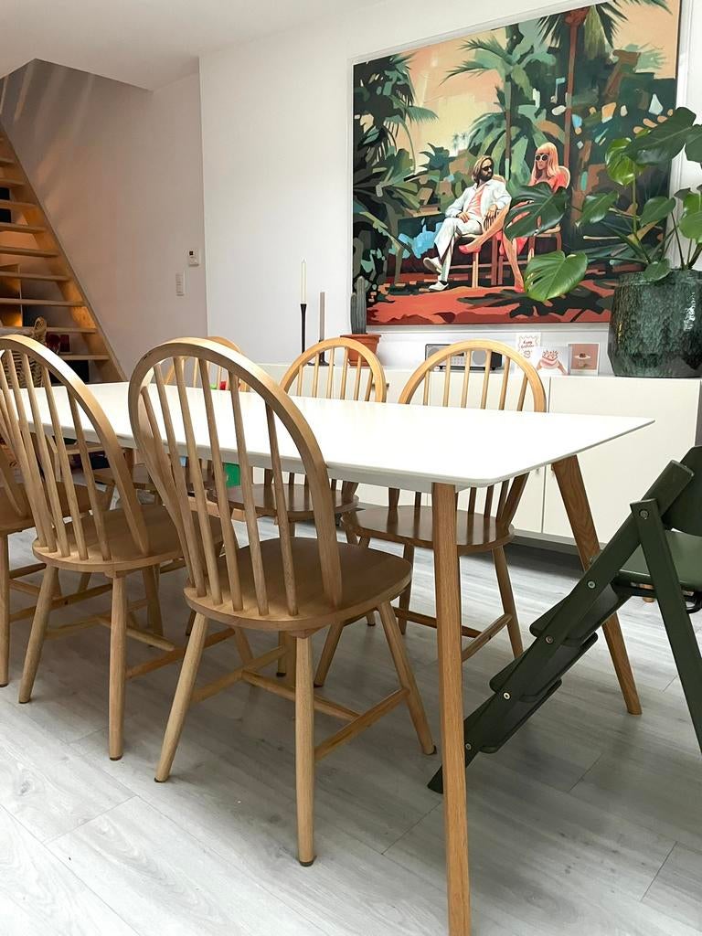 Witte eettafel WEBA, Enlèvement, Utilisé, Scandinavisch, 6 à 8 chaises