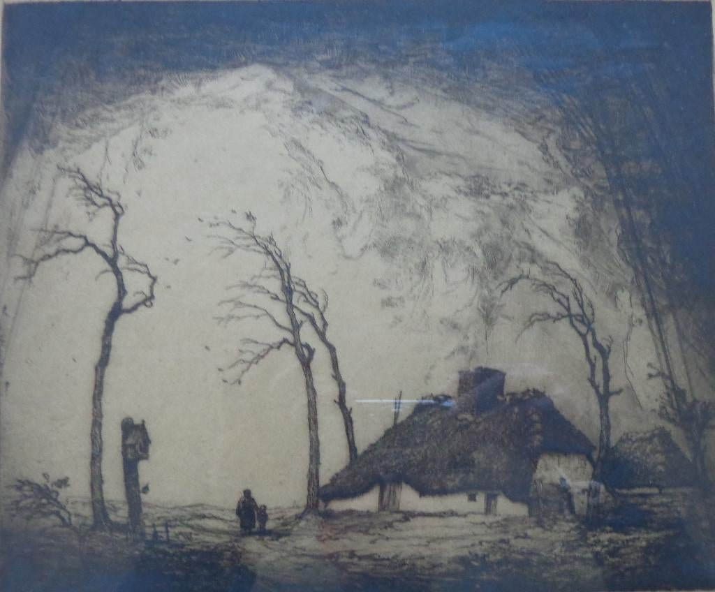 DIRK BAKSTEEN / STORM KEMPEN / ZW-W ETS / 31x41cm KADER SIG, Eau-forte, Enlèvement ou Envoi, Paysage, Signé