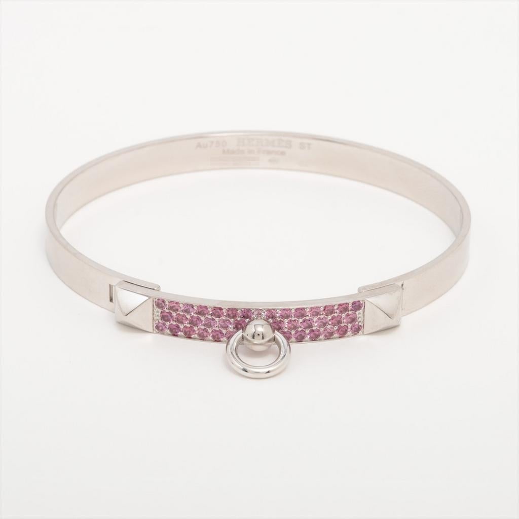 Bracelet Hermès Collier de chien Or et saphir, Comme neuf, Or, Avec pierre précieuse, Argent