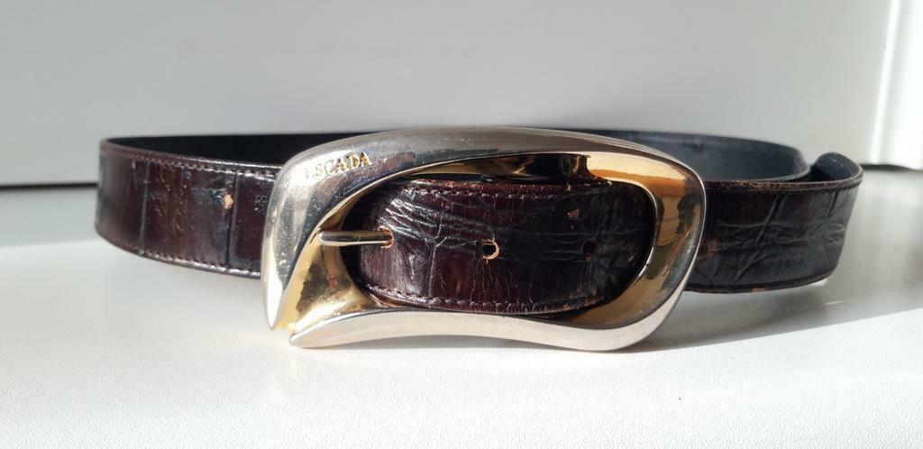 ESCADA vintage ceintuur leder bruin T 40, Ophalen, Gedragen