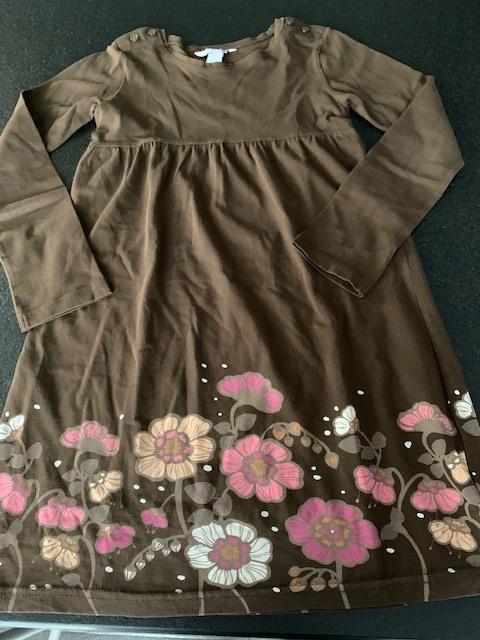 H&M bruin stretch kleedje met bloemen: 122/128, Enfants & Bébés, Vêtements enfant | Taille 128, Robe ou Jupe, Enlèvement ou Envoi