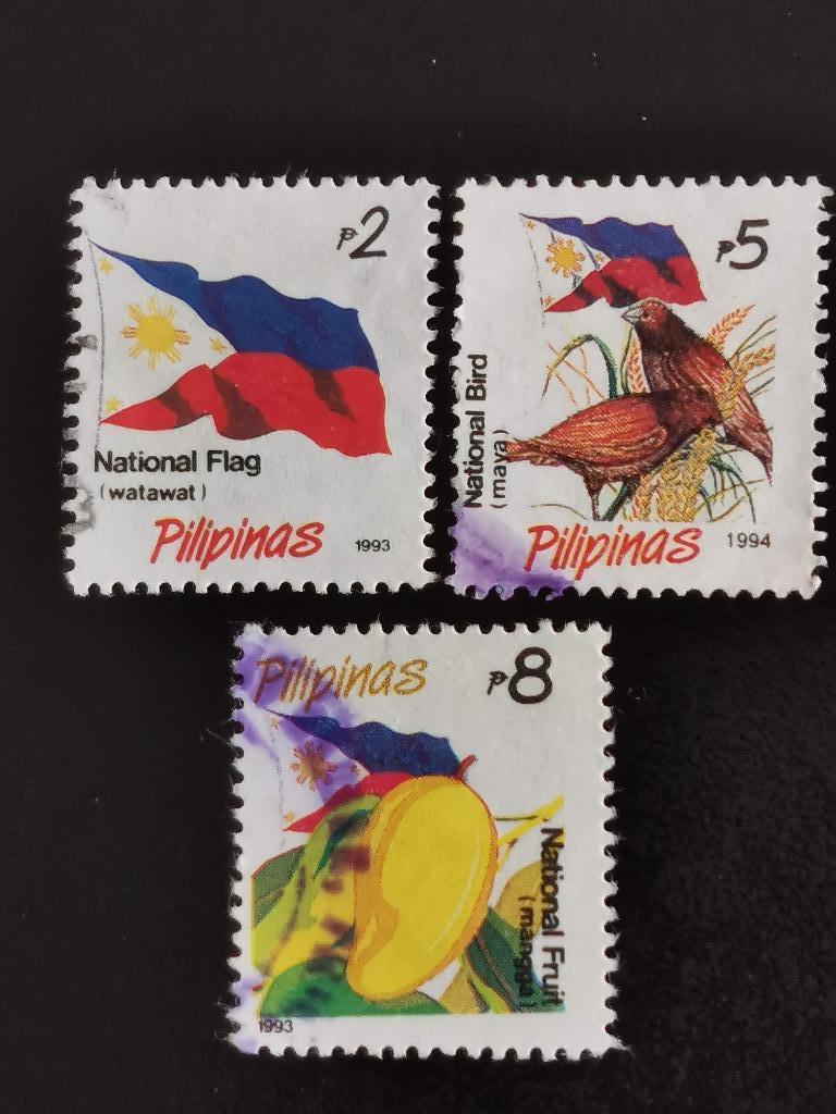 Philippines 1993 - drapeau, oiseaux, mangue, Enlèvement ou Envoi, Affranchi, Asie du Sud Est