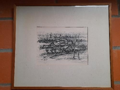 RONALD ERGO (1936) HOUTSKOOL TEKENING, Ophalen of Verzenden