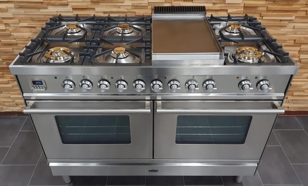 🔥 Réchaud Boretti de luxe 120cm en acier inoxydable 2 fours, Gaz, Classe énergétique A ou plus économe, Enlèvement ou Envoi, Comme neuf