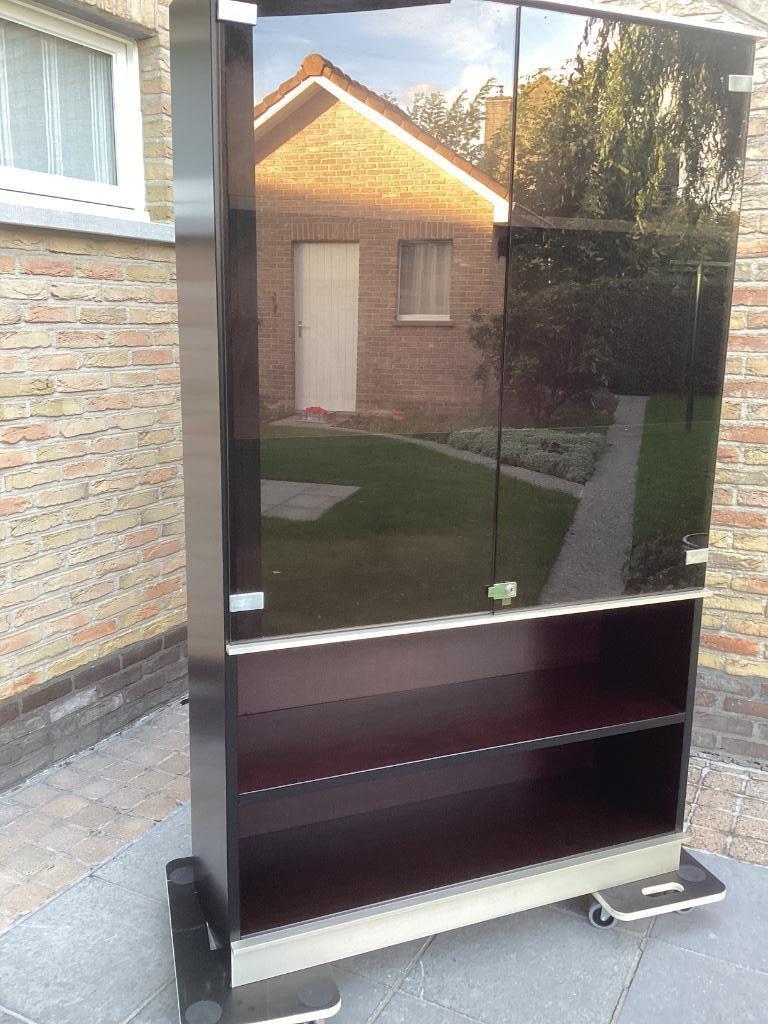 Design Bureau vitrinekast ABBONDInterni jaren 70, Huis en Inrichting, Ophalen, 100 tot 150 cm, Glas, Design