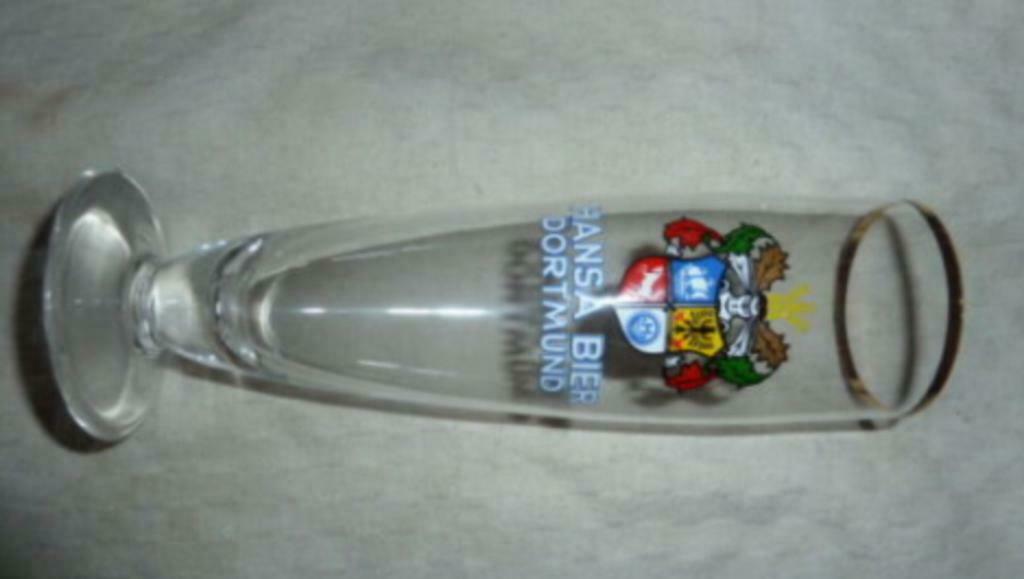 #M bier glas HANSA BIER DORTMUND , smal ; hoog, gouden rand, Verzamelen, Ophalen of Verzenden, Nieuw, Bierglas