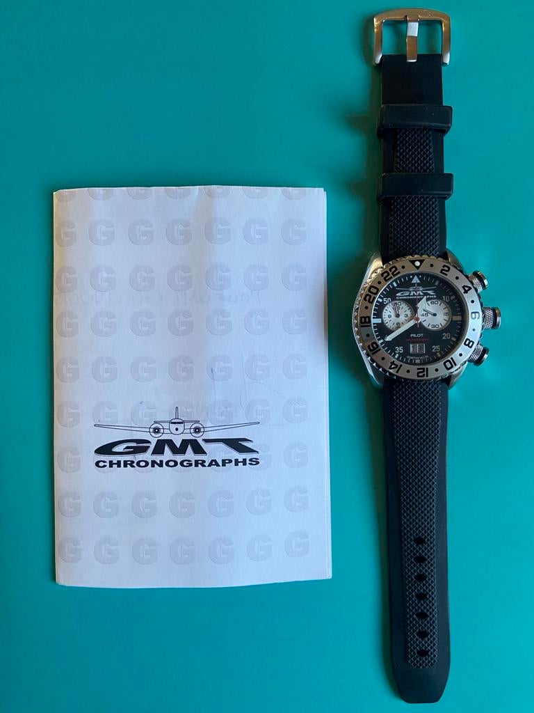 GMT Chronographs Heren horloge, Bijoux, Sacs & Beauté, Enlèvement, Comme neuf
