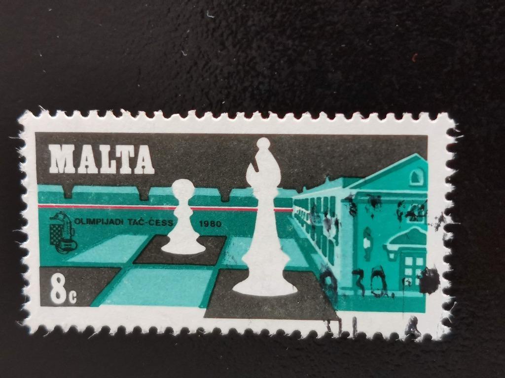 Malta 1980 - schaken, schaaksport, schaakstukken, Ophalen of Verzenden, Malta, Gestempeld