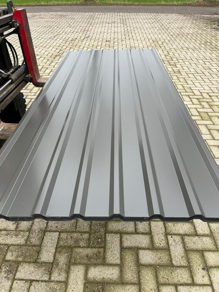Nieuwe stalen damwandplaten / dakplaten antraciet, Doe-het-zelf en Bouw, Ophalen, Zo goed als nieuw