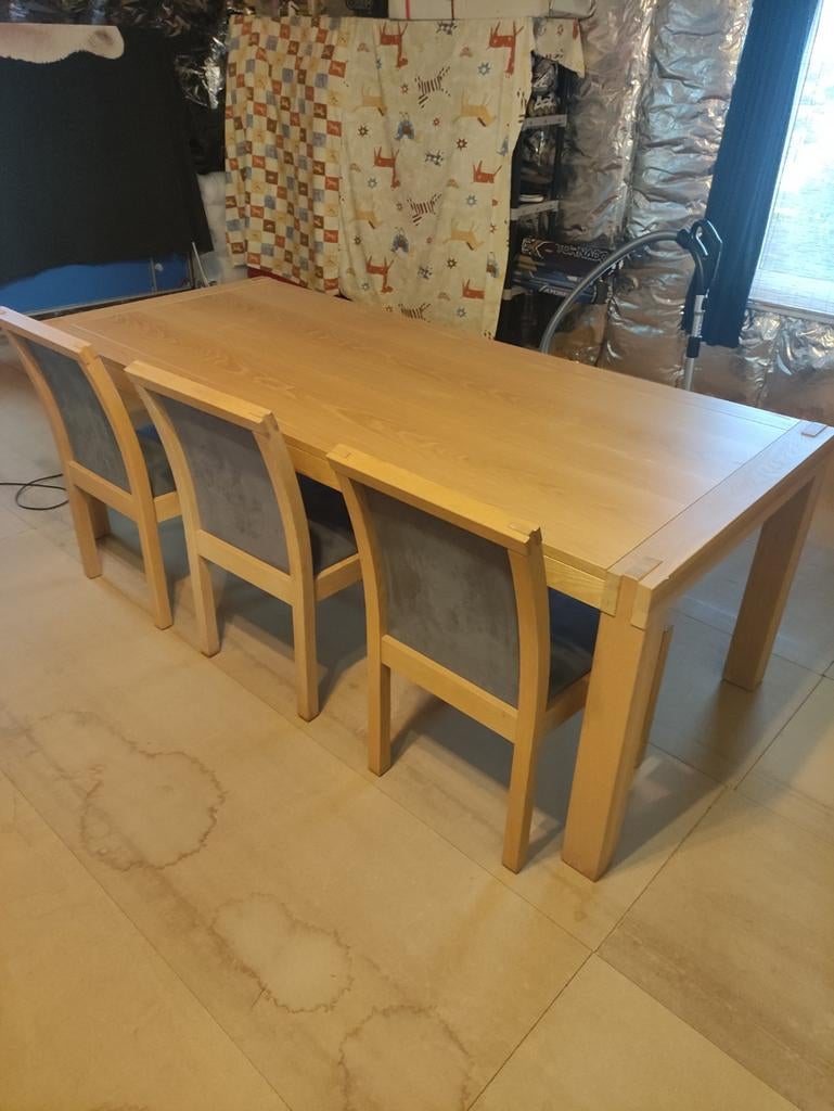 Eiken woonkamer tafel met of zonder 4,6 of 8 eiken stoelen, Huis en Inrichting, Tafels | Eettafels, Ophalen, 50 tot 100 cm, Klassiek