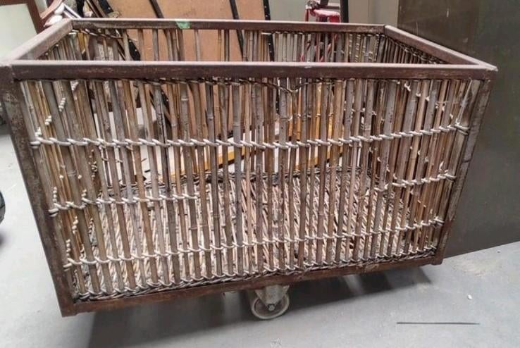 Chariot en coton industriel, panier de rangement en bambou,, Enlèvement ou Envoi, Utilisé