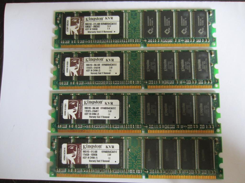4 x Kingston ValueRAM KVR400X64C3A  DDR 512mb, Computers en Software, RAM geheugen, 1 GB of minder, Ophalen of Verzenden, DDR