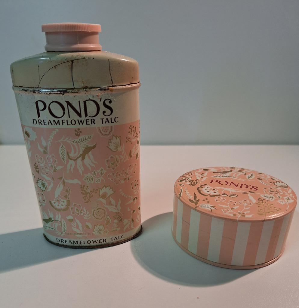 vintage poederdoos Ponds en flesje talkpoeder Ponds, Antiek en Kunst, Curiosa en Brocante, Ophalen of Verzenden