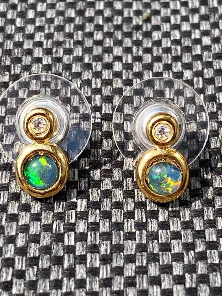 Boucles d'oreilles Gold filled 14carats avec triplet d'opale, Bijoux, Sacs & Beauté, Boucles d'oreilles, Enlèvement ou Envoi, Or
