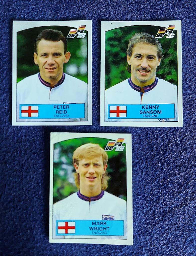 3 versch. Panini stickers voetbal ' Euro 1988 - England ', Ophalen of Verzenden, Nieuw, Meerdere stickers