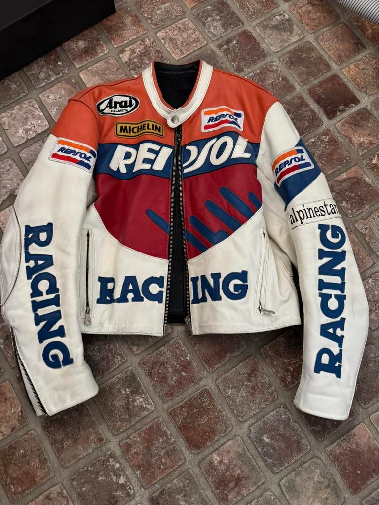 Lederen Repsol jas maar s-m, Motoren, Kleding | Motorkleding, Ophalen, Jas | leer
