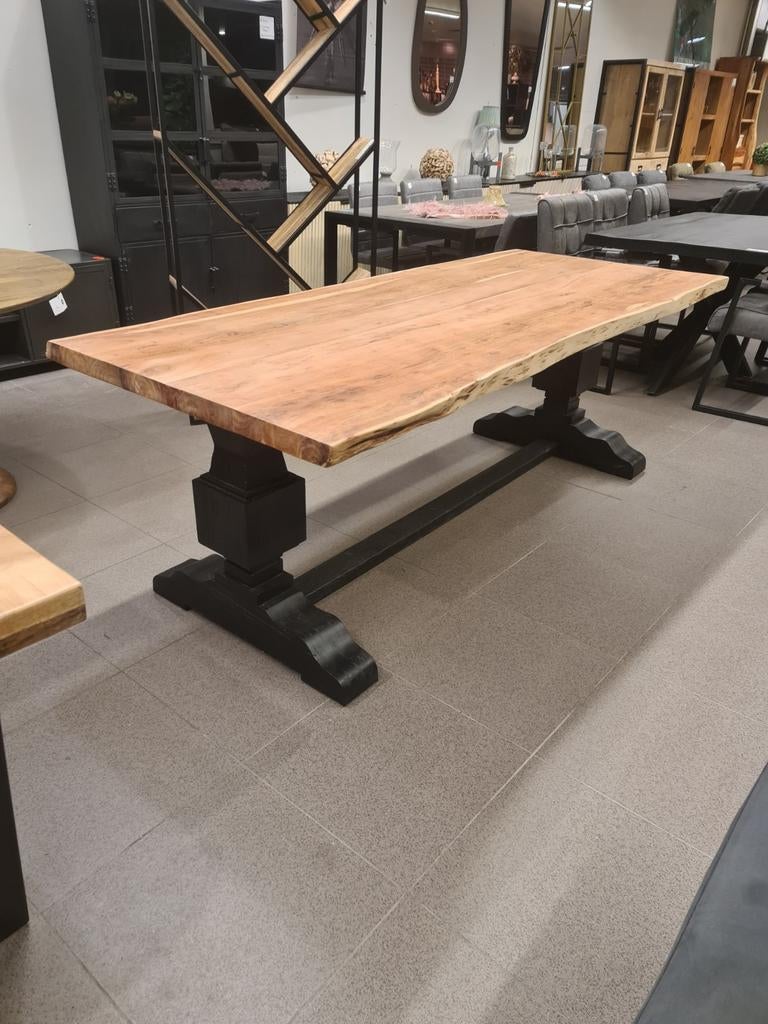 Nieuwe klooster tafel massief acaciahout 220x100cm €895, Huis en Inrichting, Tafels | Eettafels, Nieuw, 100 tot 150 cm, 200 cm of meer