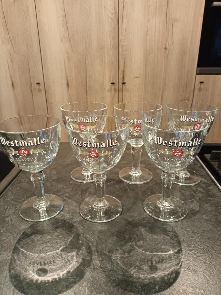 6 Westmalle trappist glazen 33 cl, Verzamelen, Ophalen, Zo goed als nieuw