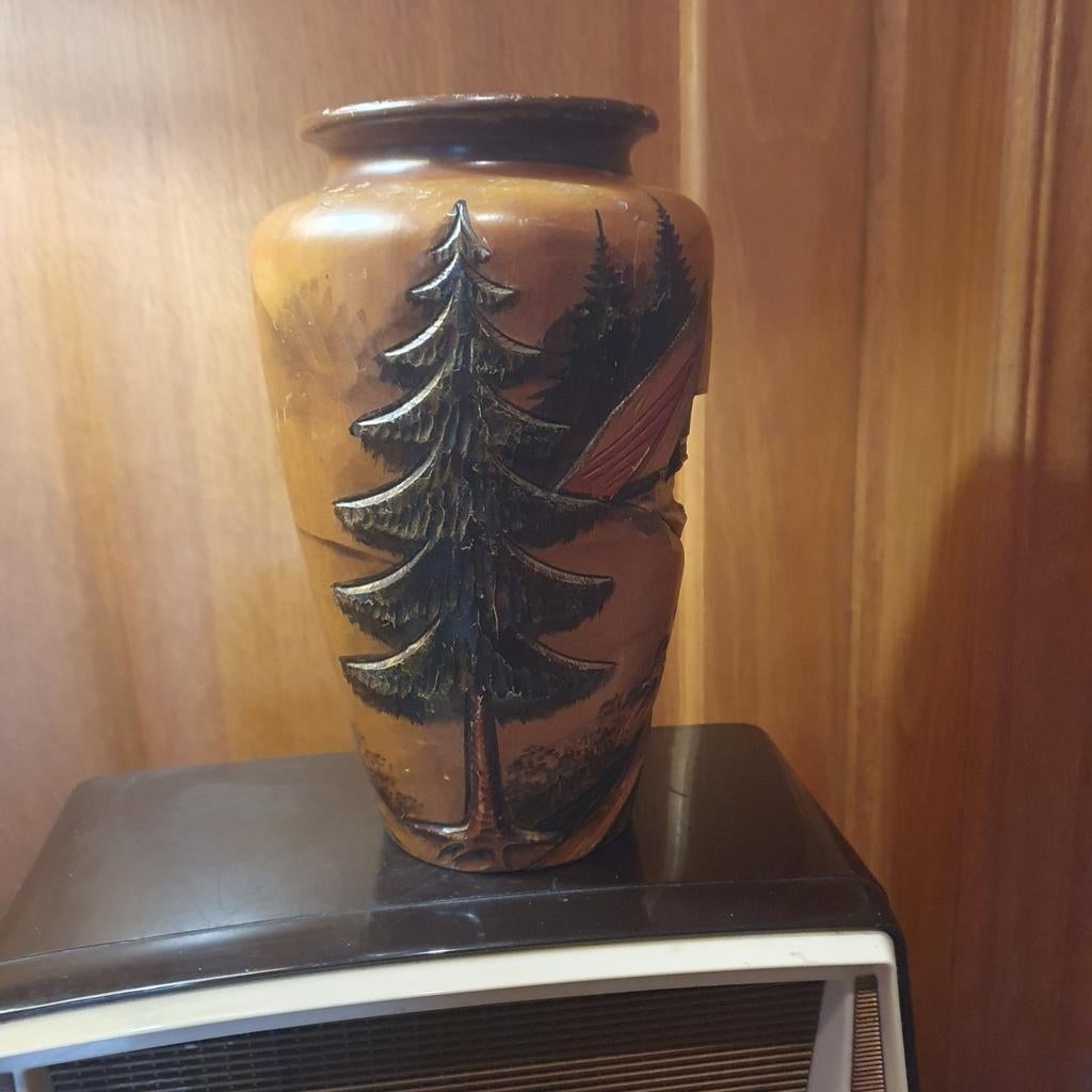 Houten vaas zwarte woud  h.27cm, Antiek en Kunst, Ophalen of Verzenden